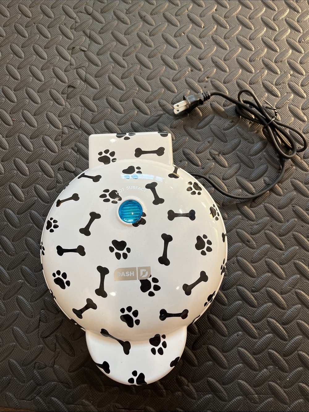 Dash White Dog Treat Maker with Black Paw & Bone Pattern